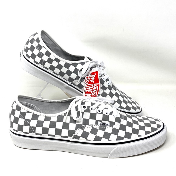 Vans Shoes - VANS Authentic Check Low Top Gray Women's Canvas Skate Sneakers Size VN0A5KRDB9J